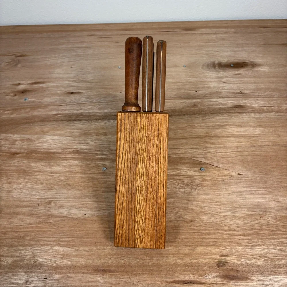 Washington Forge Yorktowne Knife Set 7pc High Carbon Steel Wood Block Vintage